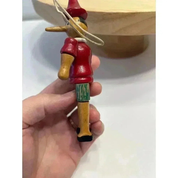 Vintage Hand Painted Wooden Pinocchio Doll Figurine Toy Made In Italy 5" - Picture 2 of 4